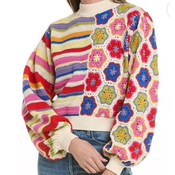 RARE- Farm Rio Handmade Crochet Sweater – Size Small –NWOT - Picture 7 of 16